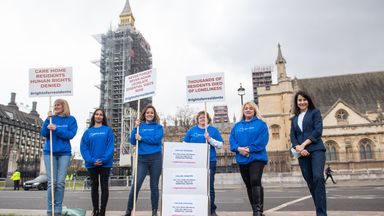 Ruthie Henshall (centre) and Liz Kendall MP (right) join protestors in Parliament Square, London, to deliver a petition calling for all care home residents to have the right to an essential visitor in the event of another wave of the coronavirus pandemic. Picture date: Tuesday May 4, 2021.